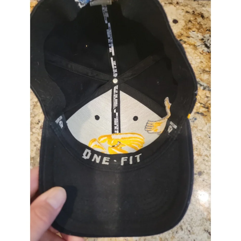 Iowa Hawkeyes Cap Black Fitted L XL Hat Herky The Hawk Mascot Top Of The World